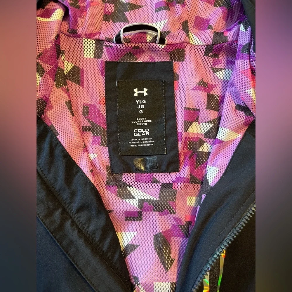 Under Armour Black Splashback Storm Rain Cold Gear Jacket Youth Girls L